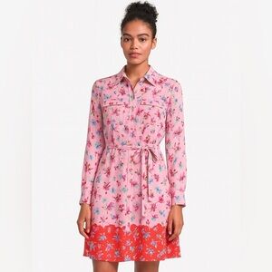 Nanette Lepore Floral Belted MIDI Shirt Dress | Size 8